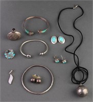 Assorted Silver & Turquoise Jewelry, 10