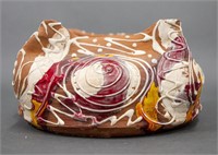 Handmade Glazed Ceramic Vessel with Pinched Rim