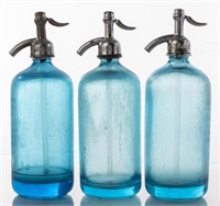 Nathan Ozer NY Blue Glass Seltzer Bottles, 3