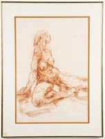Eva Sachs "Sitting Nude" Pastel Figure Study