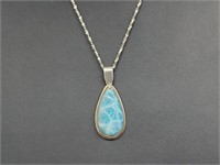 .925 Sterling Silver Natural Stone Pendant & Chain