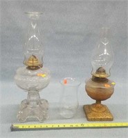 2- Antique Kerosene Lamps- large 1 is broken