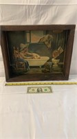 Vintage Cowboy Bath print in Wood box frame