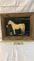 Painted Horse print in Barn Wood frame