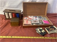 Card Gaming Lot
Wood box 14 decks of cards
bag