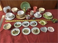 Collection of tea cups/plates, vases,