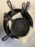 Lot of 5 Cast Iron Frying Pans