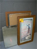 HEAVY MIRROR, 2 PICTURE FRAMES