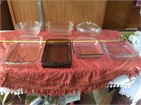 Collection of 8 glass pryrex baking dishes