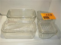 4 GLASS REFRIGERATOR DISHES (NEW)