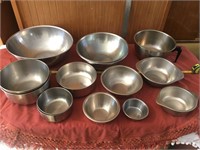 Collection of 14 stainless mixing bowls various