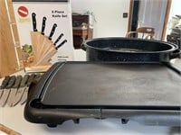 Knives, Roasting  Pan and Griddle lot