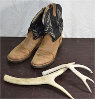 LIKE NEW COWBOY BOOTS & ANTLERS !-A-1