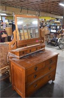 Antique Oak Dresser w/Beveled Mirror