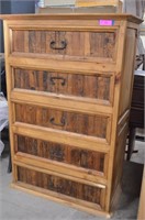 Rustic Wood Five Drawer Dresser