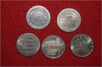 Five Las Vegas Gaming Tokens from 1979