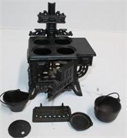 Miniature Cast Iron Queen Stove w/ Accessories