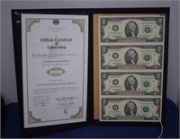 2003A Uncut $2 Federal Reserve Notes   Green Seal