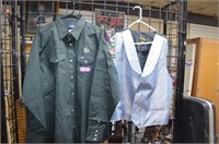 Men's Wrangler Shirt 18 1/2 X 38, Sculley Vest 3LT