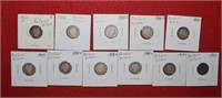(11) Barber Dimes 1900S to 1910 Mix