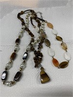 (3) Tiger Eye & Stone Necklaces