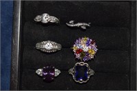 Six Costume Jewelry Rings size 8