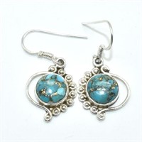 Sterling Silver Mohave Turquoise Hook Earrings SJC