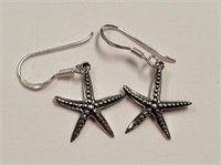Sterling Silver Starfish Dangle Hook Earrings SJC