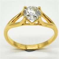 Yellow Gold Plated Sterling Moissanite Ring SJC