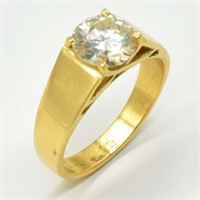 Yellow Gold Plated Sterling Moissanite Ring SJC