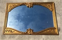 Antique 54”x35” Gilt Carved Wood Wall Mirror 15D