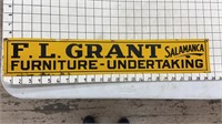 F.L. Grant   Furniture-Undertaking Metal sign