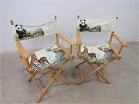 (2) Director's Canvas Chairs w/ Zoo Animal Print