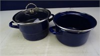 Chantal Navy Blue Metal Double Boiler Pot