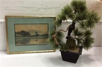 Faux Bonsai & Vintage Asian Art K12B