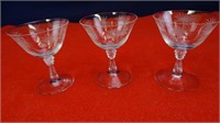 (3) Fostoria Lido Clear Etched Champagne Glasses