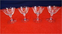 (4) Fostoria Lido Clear Etched Champagne Glasses