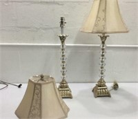 Pair of Glass & Wood Table Lamps K8B