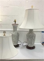 Pair of White Reticulated Ceramic Lamps K14F