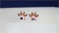 Animal Paw Crystal Stud Earrings