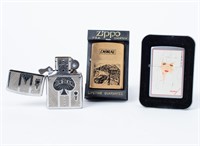 Lot of Three Vintage Zippo Lighters