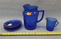 Cobalt Blue Glass- 5-Plates, 2-Pitchers