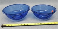 2- Cobalt Blue Pyrex Mixing Bowls