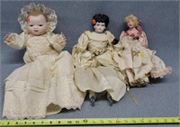 2-Porcelain Dolls & 1-Other Doll