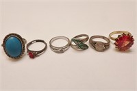 6 Silver Rings