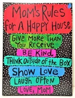 Mom's Rules for a Happy House Painting on Canvas