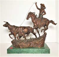 Charles Russell Bronze Sculpture on Marble Base