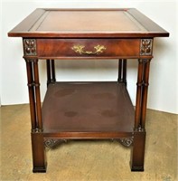 Smheia Genuine Mahogany Side Table with Leather