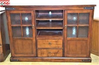 Entertainment Console with Wavy Glass Pane Doors