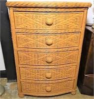 Wicker Wrapped 5 Drawer Chest